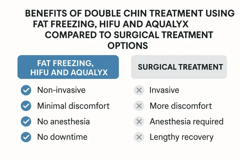 Graphic about the benefits of double chin treatment - from LA LIPO
