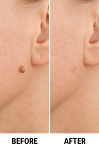 Skin tags removal before and after