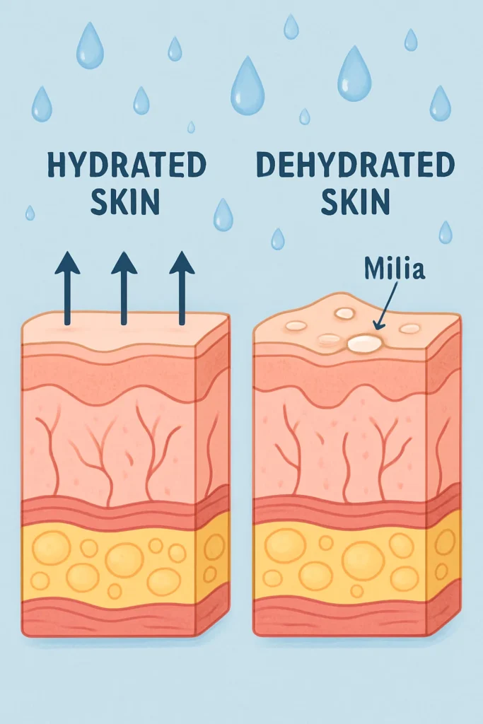 The importance of hydration and milia production